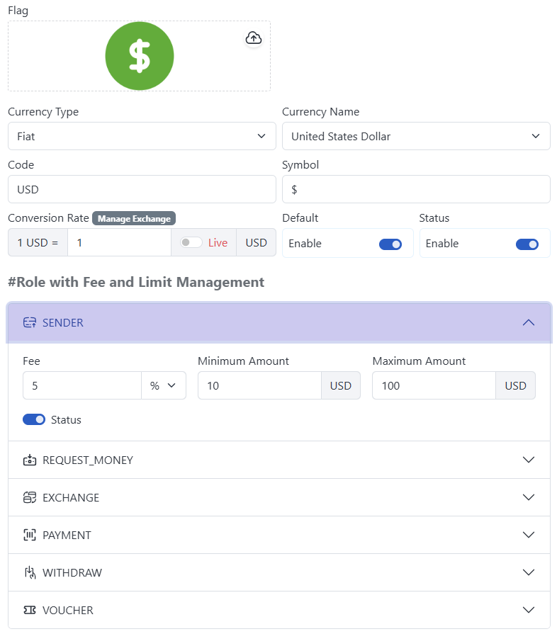 Currency Manage UI