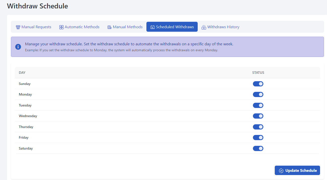 Scheduled Withdrawals